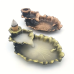 Arzator tamaie tip lotus, VeliumCraft, 12x5, design floare cu broasca, textura bronz, metal