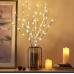 Crengute luminoase cu 20 Led-uri, VeliumCraft, 1 buc (5 ramuri per crenguta), 72 cm lungime, textura mesteacan, pentru evenimente, necesita 2 baterii AA