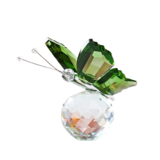 Fluture de cristal, VeliumCraft, 8x6x5 cm, cu propaga lumina cu efect vitraliu, pentru relaxare si meditatie, verde