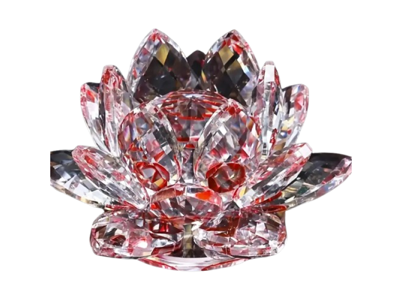 Lotus de cristal, VeliumCract, 6x5 cm, cu propagare lumina tip vitraliu, pentru relaxare, multicolor