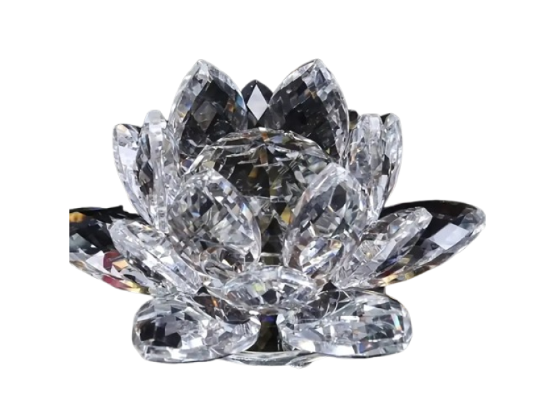 Lotus de cristal, VeliumCract, 6x5 cm, cu propagare lumina tip vitraliu, pentru relaxare, transparent