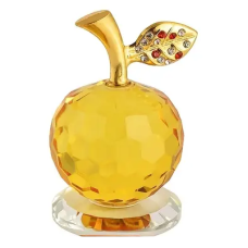 Mar de cristal decorativ, VeliumCraft, aspect elegant cu frunzulita si codita aurie, 6.5x4 cm, si mini cristale, galben Mar de cristal decorativ, VeliumCraft, aspect elegant cu frunzulita si codita aurie, 6.5x4 cm, si mini cristale, galben