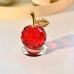 Mar de cristal decorativ, VeliumCraft, aspect elegant cu frunzulita si codita aurie, 6.5x4 cm, si mini cristale, rosu