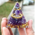 Piramida orgonica, ametist si obsidian, VeliumCraft, 5x5cm, generatoare de energie, cu cristale vindecatoare si pietre naturale, pentru protectie, armonie, zen si conectare, modele unicate, purple gold moon