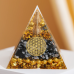 Piramida orgonica obsidian si foita de aur, VeliumCraft, 5x5 cm, generatoare de energie, cu cristale vindecatoare si pietre naturale, pentru meditatie si zen, modele unicate gold si negru