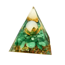 Piramida orgonica Jad alb floare de lotus, VeliumCraft, 5x5 cm, generatoare de energie, cu cristale vindecatoare si pietre naturale, pentru meditatie, protectie si energie pozitiva, verde jad deschis