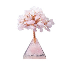 Piramida orgonica Quartz Rose, copacul vietii, VeliumCraft, 4x4x9 cm, generatoare de energie, cu cristale vindecatoare si pietre naturale, pentru meditatie, yoga si energie pozitiva, negru si alb