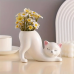 Bibelou in forma de pisica, VeliumCraft, 9.9x7.7 cm, aspect cute, utilizare ca ghiveci, suport pixuri, ceramic Bibelou in forma de pisica, VeliumCraft, 9.9x7.7 cm, aspect cute, utilizare ca ghiveci, suport pixuri, ceramic
