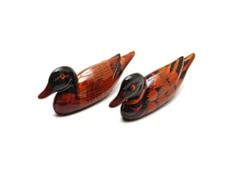 Pereche de rate mandarine, VeliumCraft, 5.2x2.5 cm, remediu Feng shui pentru iubire, uz multiplu, lemn