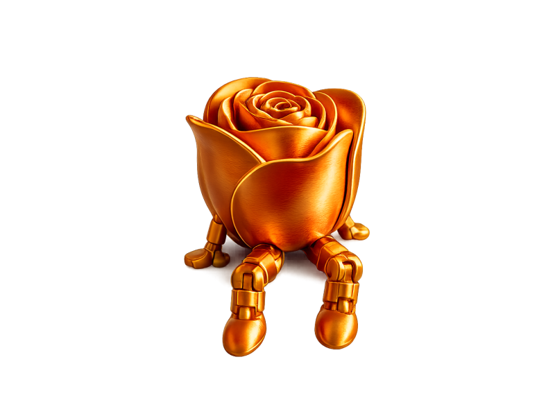 Trandafir decorativ, VeliumCraft, 8.6x6.5x5 cm, picioare articulate, cadou pentru o persoana draga, printat 3D, rosu gold Trandafir decorativ, VeliumCraft, 8.6x6.5x5 cm, picioare articulate, cadou pentru o persoana draga, printat 3D, rosu gold