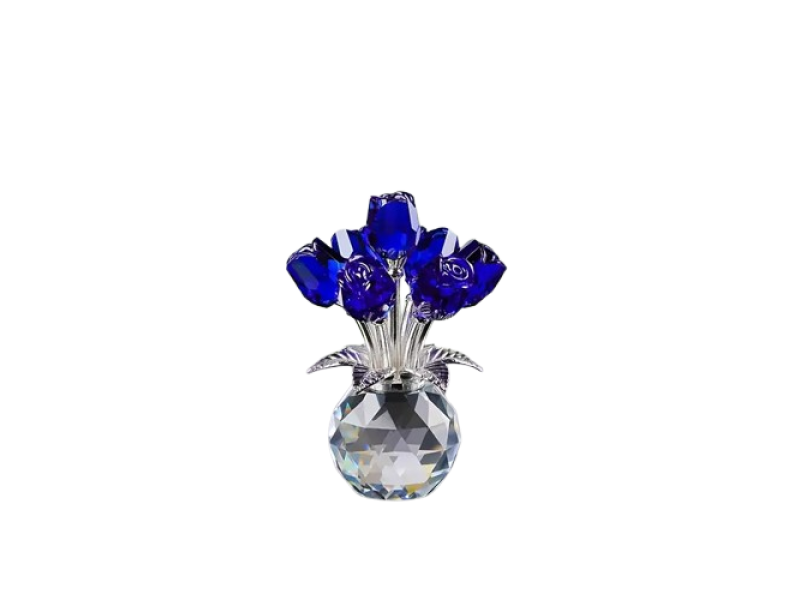 Buchet de trandafiri de cristal cu vaza, VeliumCraft, 12x7cm, albastru Buchet de trandafiri de cristal cu vaza, VeliumCraft, 12x7cm, albastru