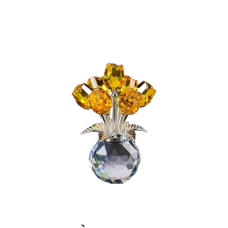Buchet de trandafiri de cristal cu vaza, VeliumCraft, 12x7cm, portocaliu
