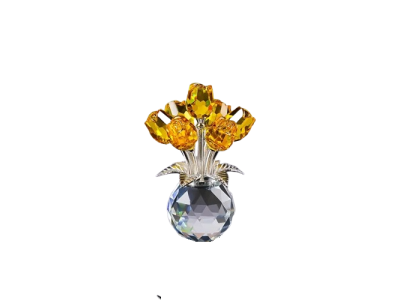 Buchet de trandafiri de cristal cu vaza, VeliumCraft, 12x7cm, portocaliu Buchet de trandafiri de cristal cu vaza, VeliumCraft, 12x7cm, portocaliu