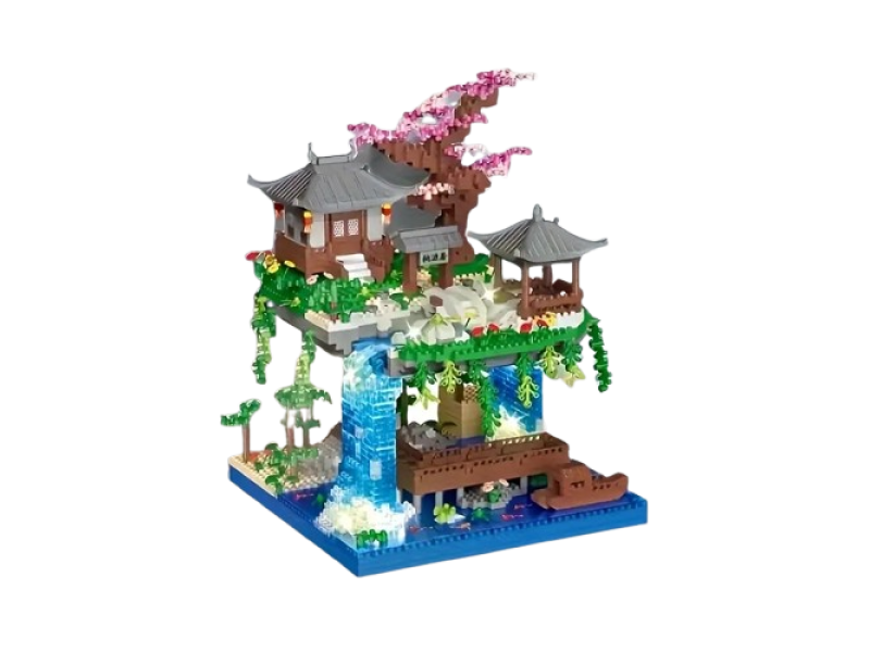  Blocuri magnetice de constructie, VeliumCraft, 3200 buc, model casuta in copac cu piersic, abs