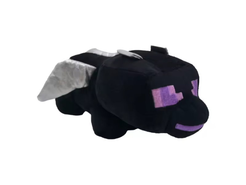Jucarie Plush Dragon negru, VeliumCraft, 25cm, pufos, model puiut
