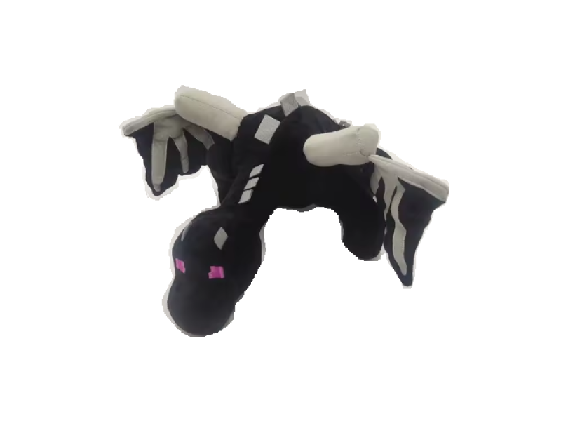 Jucarie Dragon negru, VeliumCrat, 60 cm, pufos, model grasut, negru