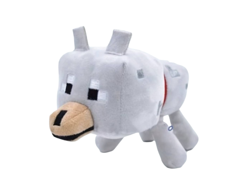 Jucarie Plush Lup adult, 20-38 cm, pufos, pentru copii, alb
