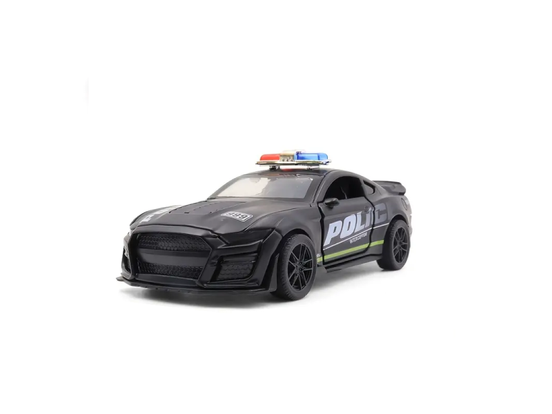 Masina politiei Ford Mustang, VeliumCraft, 12x5.2x4.3 cm, negru Masina politiei Ford Mustang, VeliumCraft, 12x5.2x4.3 cm, negru
