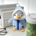 Pinguin de plus, VeliumCraft, 25 cm, cu hainute dragut, moale la atingere, albastru