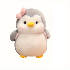 Pinguin de plus, VeliumCraft, 23 cm, cu papion negru, model super cute si grasut, roz