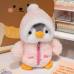 Pinguin de plus, VeliumCraft, 25 cm, cu hainute dragut, moale la atingere, roz