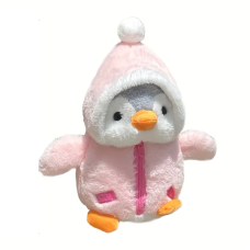 Pinguin de plus, VeliumCraft, 25 cm, cu hainute dragut, moale la atingere, roz