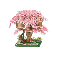 Set de constructie blocuri, VeliumCraft, casuta din copacul sakura, 2140 piese, 15x16x15 cm, pentru copii, sporire functii cognitive