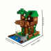 Set de constructie, VeliumCraft, 380 piese, casuta din copac 11x9x6.5 cm, compatibil minecraft