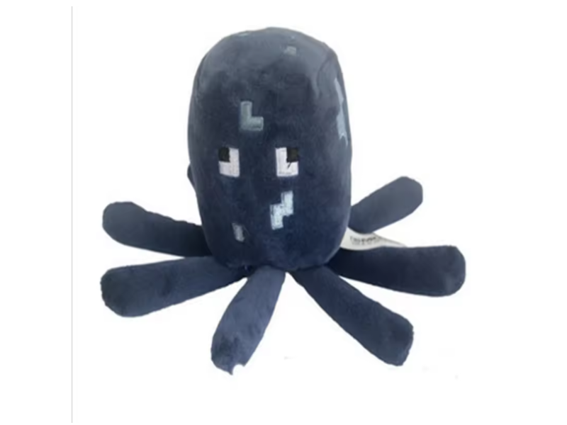 Jucarie Plush calamar 17 cm, pufos, pentru copii, albastru inchis