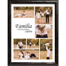 Tablou Canvas Personalizat tip colaj, VeliumCraft, 40x30 cm, personalizabil 90%, rama lemn natural negru, necesita 7 imagini