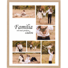 Tablou Canvas Personalizat tip colaj, VeliumCraft, 40x30 cm, personalizabil 90%, rama lemn natural, necesita 7 imagini
