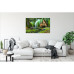 Tablou Canvas, Padure, Casuta, Flori, Caprioara, 70 x 50 cm, Rama lemn, Multicolor