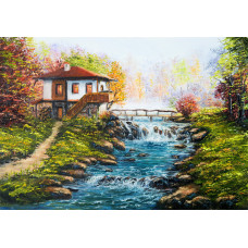 Tablou Canvas Cabana ideala 30, 70 x 50 cm, natura, peisaj, stil pictura, multicolor