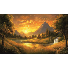 Tablou Canvas Cabana ideala 31, 70 x 40 cm, natura, peisaj, stil pictura, multicolor