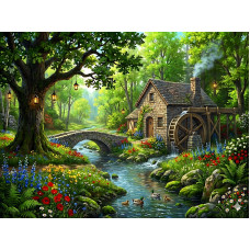 Tablou Canvas Cabana ideala 44, 80 x 60 cm, natura, peisaj, stil pictura, sasiu de lemn, panza de bumbac 90%, agatatoare invizibila
