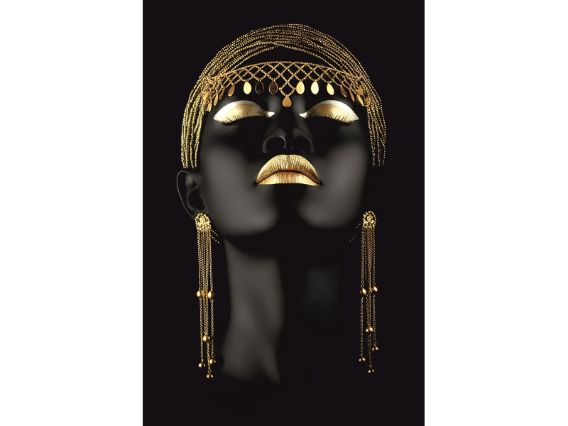Tablou Canvas Golden African Queen 1, 80 x 50 cm, sasiu de lemn, panza de bumbac 90%, agatatoare invizibila Tablou Canvas Golden African Queen 1, 80 x 50 cm, sasiu de lemn, panza de bumbac 90%, agatatoare invizibila