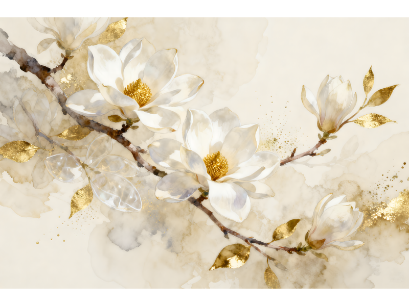 Tablou Canvas Magnolie Dans 1, 80x50 cm, sasiu de lemn, panza de bumbac 90%, agatatoare invizibila