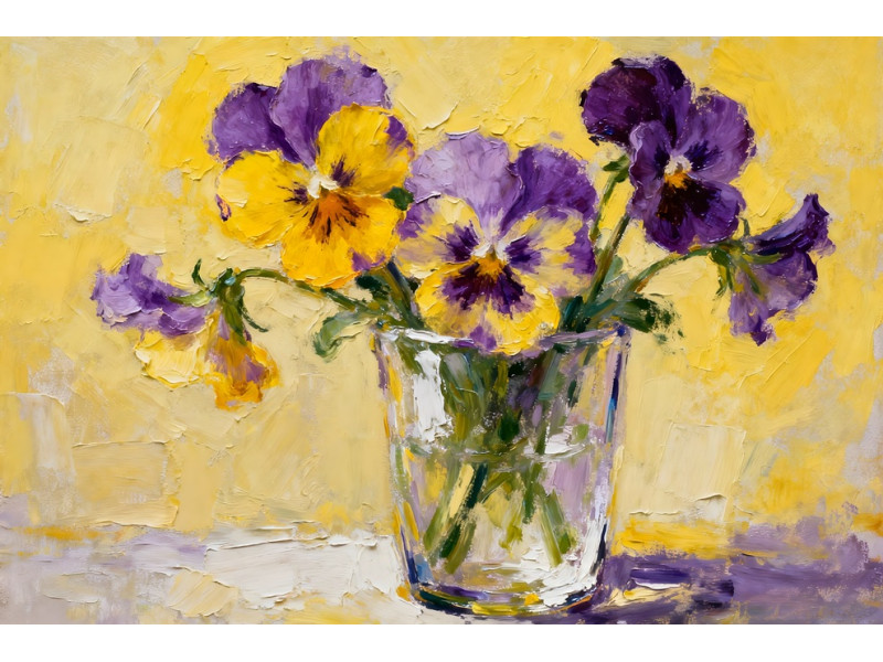Tablou Canvas Dansul Panselutelor 1, 80 x 50 cm, natura, peisaj, stil pictura, sasiu de lemn, panza de bumbac 90%, agatatoare invizibila