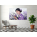 Tablou Canvas Serenitate feminina, flori, femeie, 80x50 cm, sasiu de lemn, panza de bumbac 90%, agatatoare invizibila