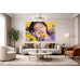 Tablou Canvas Serenitate feminina 3, flori, femeie, 80x50 cm, sasiu de lemn, panza de bumbac 90%, agatatoare invizibila