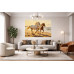 Tablou Canvas Cai alergand pe coasta, mare, print stil pictura, 80x50 cm, sasiu de lemn, panza de bumbac 90%, agatatoare invizibila