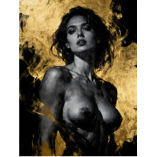 Tablou Canvas Nud Exotic, femeie, senzual print stil pictura 80x60 cm, sasiu de lemn, panza de bumbac 90%, agatatoare invizibila
