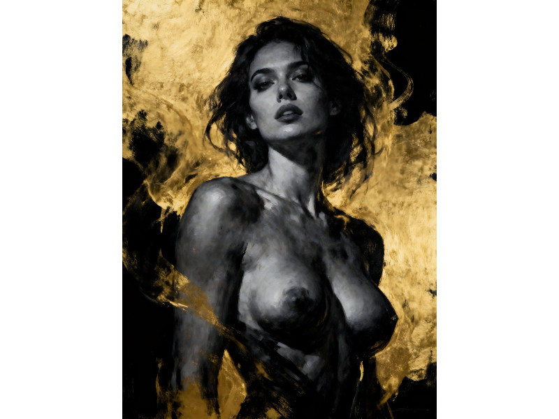 Tablou Canvas Nud Exotic, femeie, senzual print stil pictura 80x60 cm, sasiu de lemn, panza de bumbac 90%, agatatoare invizibila
