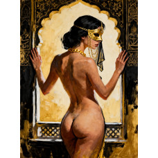 Tablou Canvas Nud Exotic 6, femeie, senzual print stil pictura 80x60 cm, sasiu de lemn, panza de bumbac 90%, agatatoare invizibila