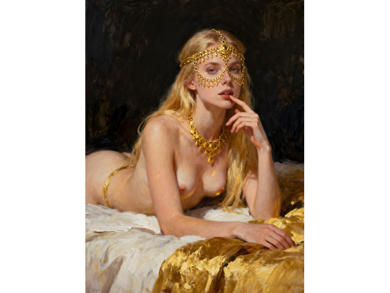 Tablou Canvas Nud Exotic 9, femeie, senzual print stil pictura 80x60 cm, sasiu de lemn, panza de bumbac 90%, agatatoare invizibila