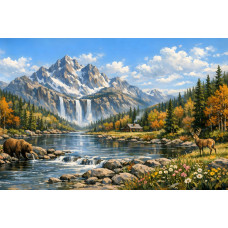 Tablou Canvas Cabana ideala 55, 80 x 50 cm, natura, peisaj, stil pictura, sasiu de lemn, panza de bumbac 90%, agatatoare invizibila