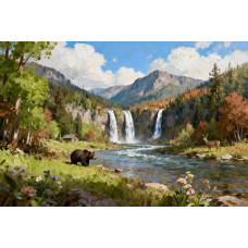 Tablou Canvas Cabana ideala 56, 80 x 50 cm, natura, peisaj, stil pictura, sasiu de lemn, panza de bumbac 90%, agatatoare invizibila