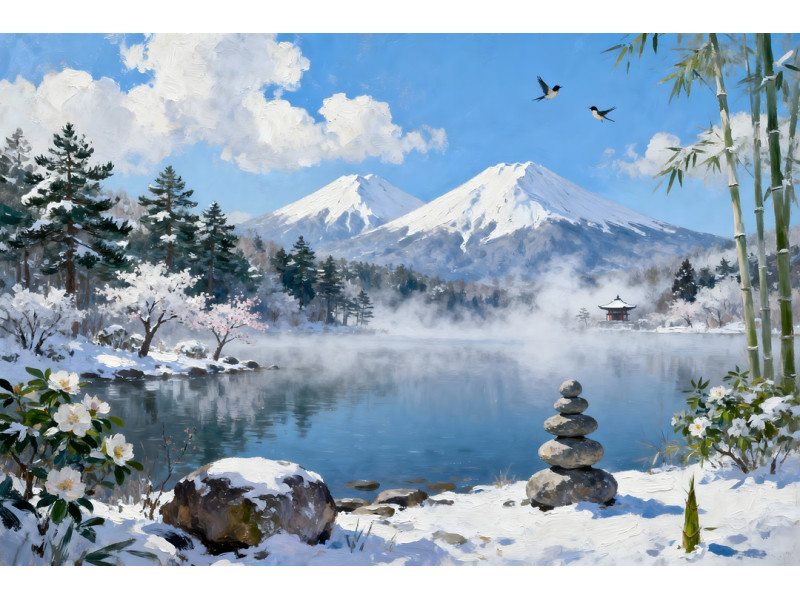 Tablou Canvas Peisaj in Japonia 16, 80x50 cm, natura, flori, lac, padure, rau, stil pictura, sasiu de lemn, panza de bumbac 90%, agatatoare invizibilla Tablou Canvas Peisaj in Japonia 16, 80x50 cm, natura, flori, lac, padure, rau, stil pictura, sasiu de lemn, panza de bumbac 90%, agatatoare invizibilla