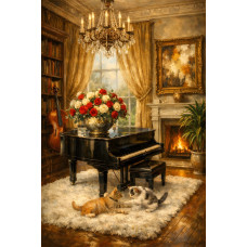 Tablou Canvas Conacul retro 3, 80 x 50 cm, animale, foc, fereastra, muzica, stil pictura, sasiu de lemn, panza de bumbac 90%, agatatoare invizibila Tablou Canvas Conacul retro 3, 80 x 50 cm, animale, foc, fereastra, muzica, stil pictura, sasiu de lemn, panza de bumbac 90%, agatatoare invizibila