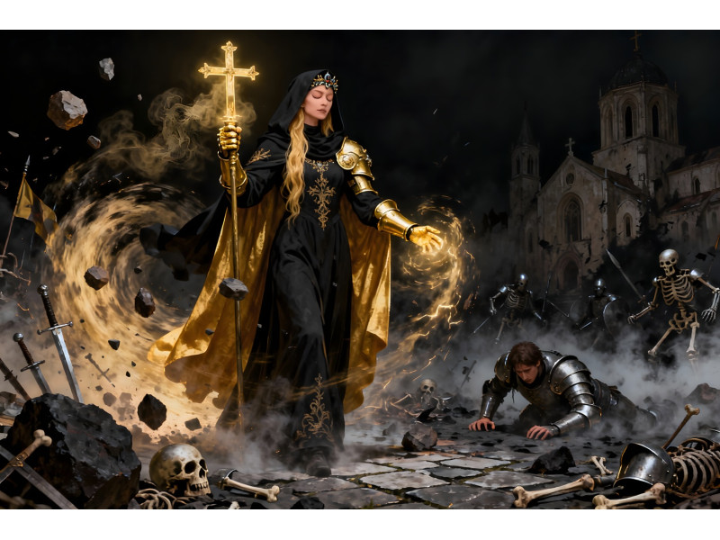 Tablou Canvas High Priestess Myrrha Lightbane, 80 x 50 cm, colectia VeliumHeroes, razboinic, stil pictura, sasiu de lemn, panza de bumbac 90%, agatatoare invizibila Tablou Canvas High Priestess Myrrha Lightbane, 80 x 50 cm, colectia VeliumHeroes, razboinic, stil pictura, sasiu de lemn, panza de bumbac 90%, agatatoare invizibila